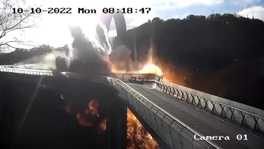 Kiev's “Klitschko Bridge" has been struck directly with a missile.