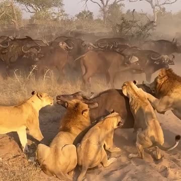 Lioness Slaps Buffalo in the Face - Full Video Above!