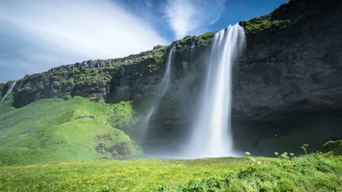 Seljalandsfoss Waterfall In Iceland In Summer Free To Use Video (No Copyright