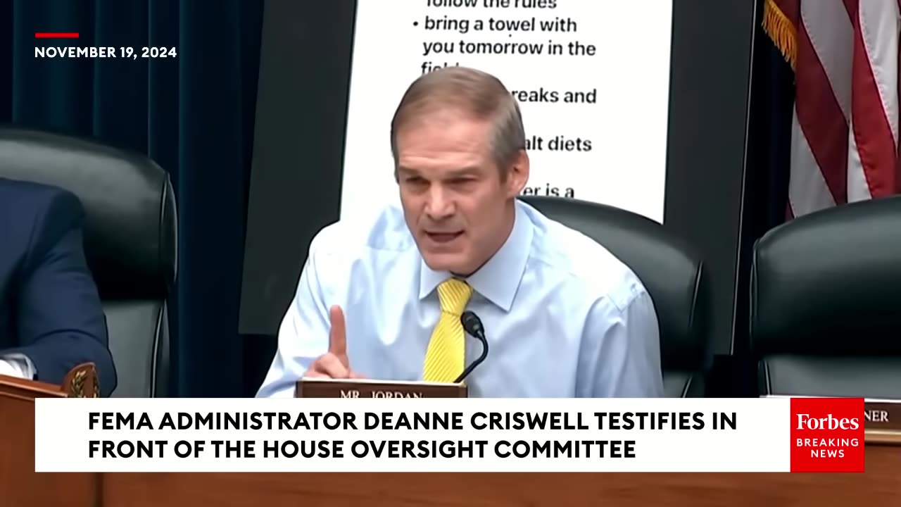 BREAKING NEWS: Jim Jordan Grills FEMA Administrator Deanne Criswell About Trump Supporter Treatment