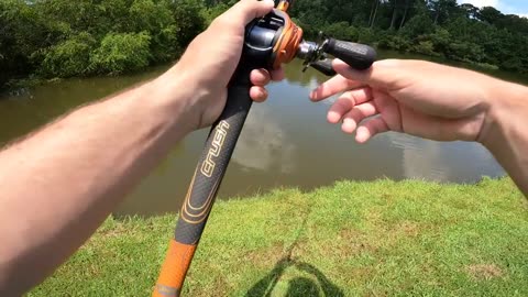 Fishing for 10Lb Bass in pond