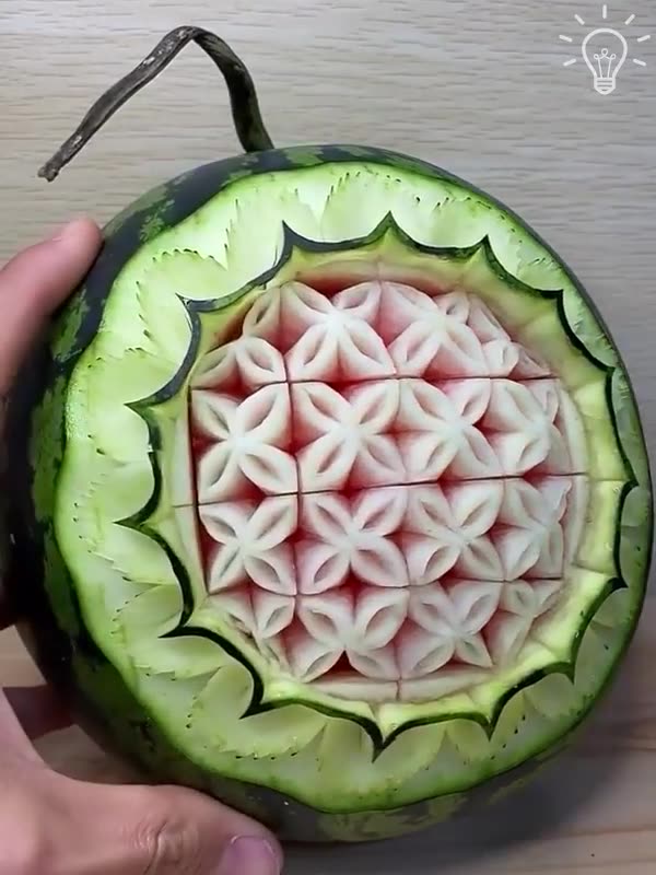 Carving a Beautiful Pattern on a Watermelon