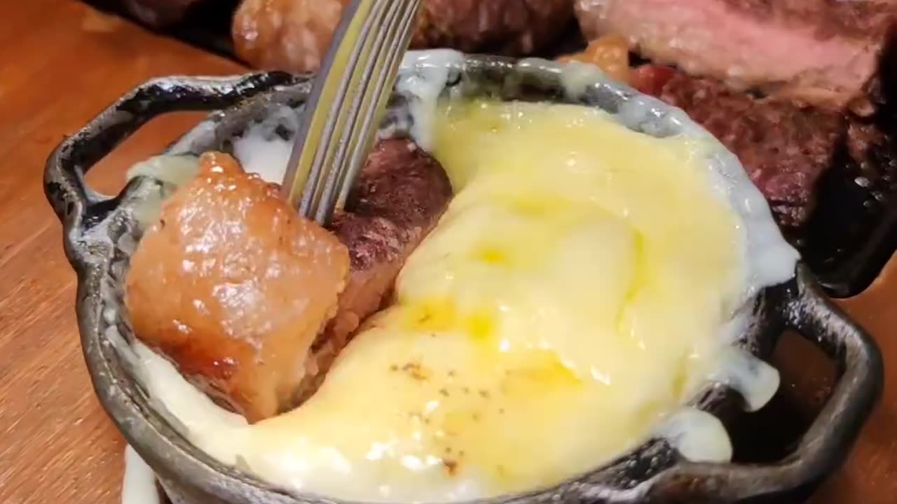 The best dish of grilled meat, potatoes, and cheese."