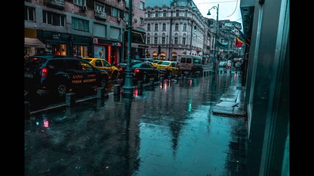 Rain sounds for sleeping - Rain on a car drive on a busy city for relaxing.