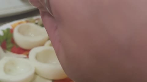 Piped devil eggs