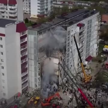 Drone Footage of Russian Missile Strike on a Ukrainian Highrise