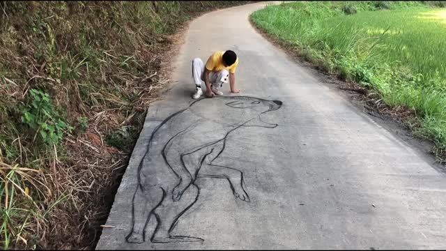 A 3D drawing that even dogs will be scared