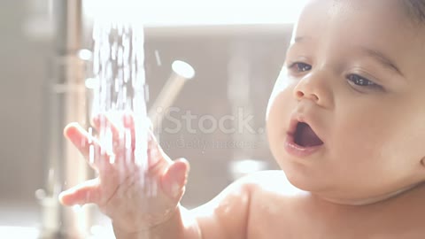 Cute baby bathing video