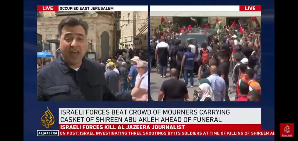 SHOCKING SCENES AT MURDERED CHRISTIAN JOURNALIST FUNERAL - RAMALLAH - OCCUPIED WEST BANK