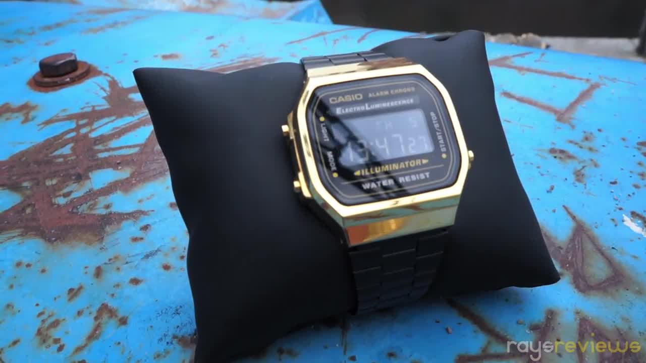 Die Casio A 168 Retro Uhr in schwarz-gold Review Deutsch