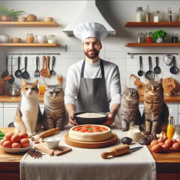 Cats cooking in the kitchen
