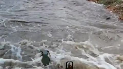 Ukrainian Armored Convoy Crossing a Small River