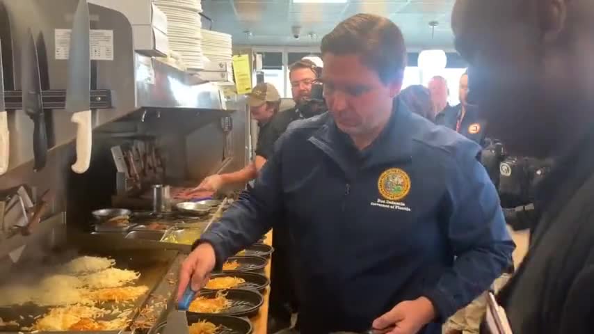 Gov Desantis Cooks At Waffle House For First Responders