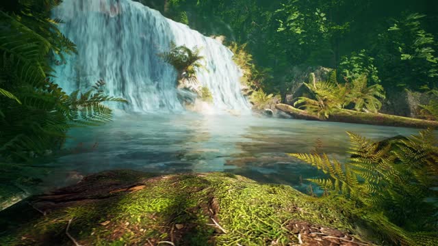 FOREST WATERFALL NATURE SOUNDS - 1 HOUR OF CALMING BIRDS SONG AND WATER SOUNDS