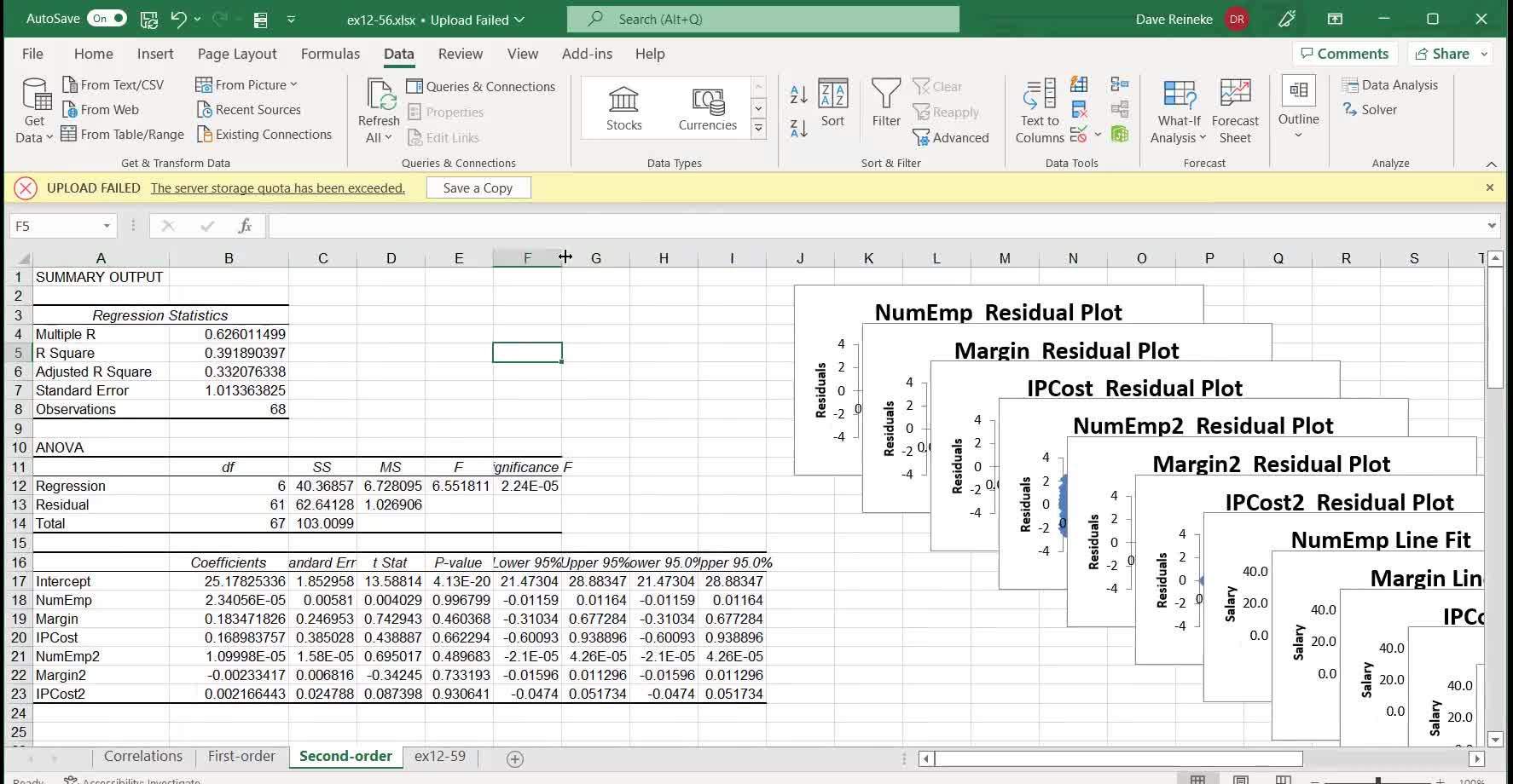 MATH 810 Multiple Linear Regression in Excel