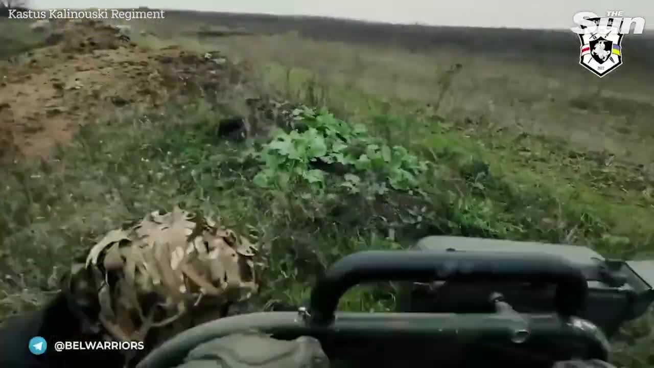 Belarusian volunteer 'Volat' battalion fires anti-tank missiles at a Russian observation point