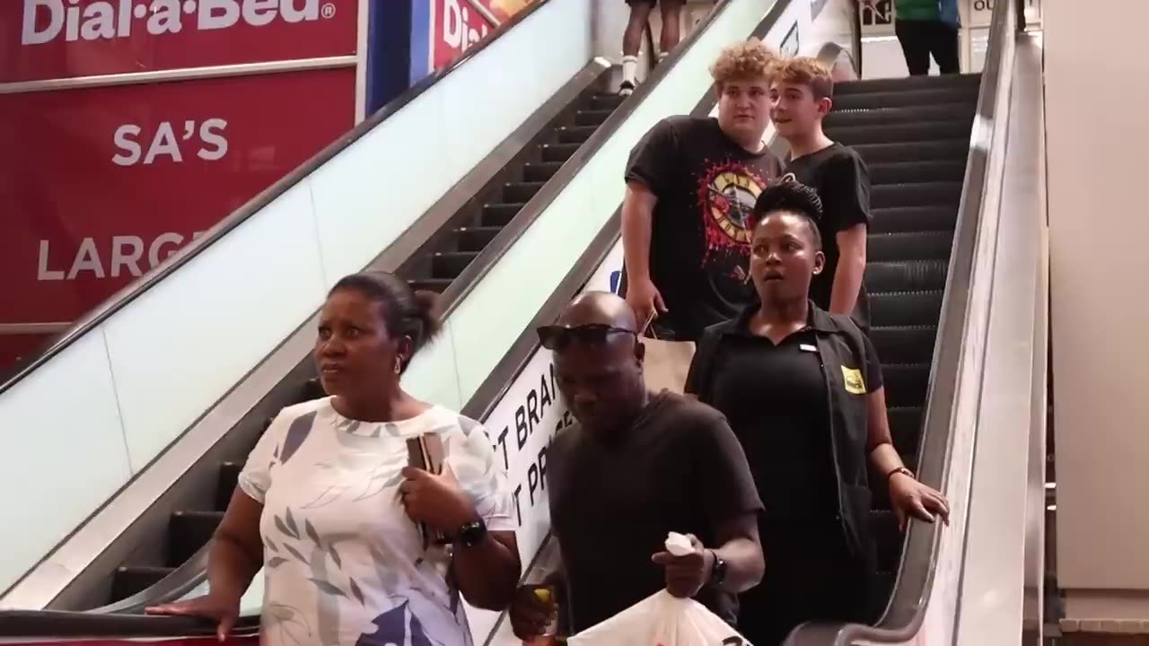 MAN THONG PRANK ON THE ESCALATOR