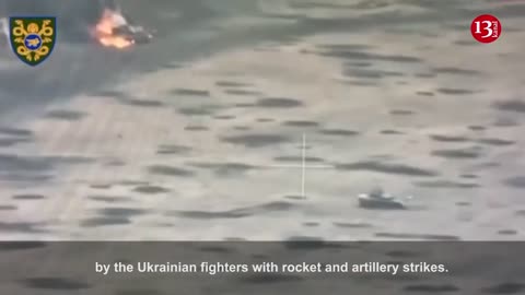 The attacking Russian tank column was encircled - strong blast in hit tanks