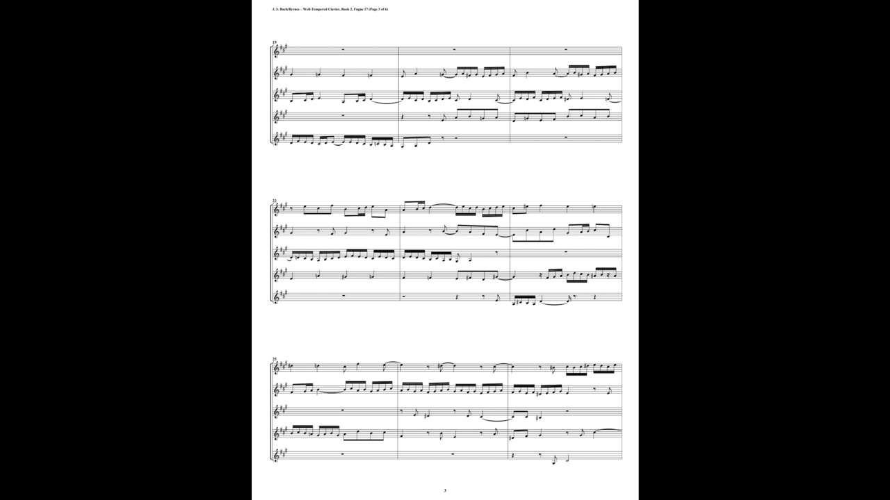 J.S. Bach - Well-Tempered Clavier: Part 2 - Fugue 17 (Clarinet Quintet)