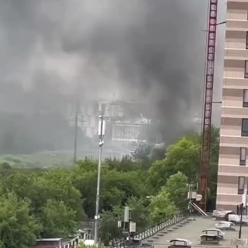 Fire near Nagatinskaya metro station Moscow