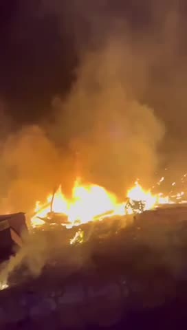 Footage of an Israeli missile strike on southern Lebanon, massive fires