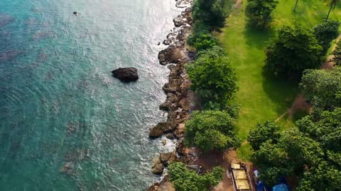 An amazing island with direct sea view, photographed from a plane.