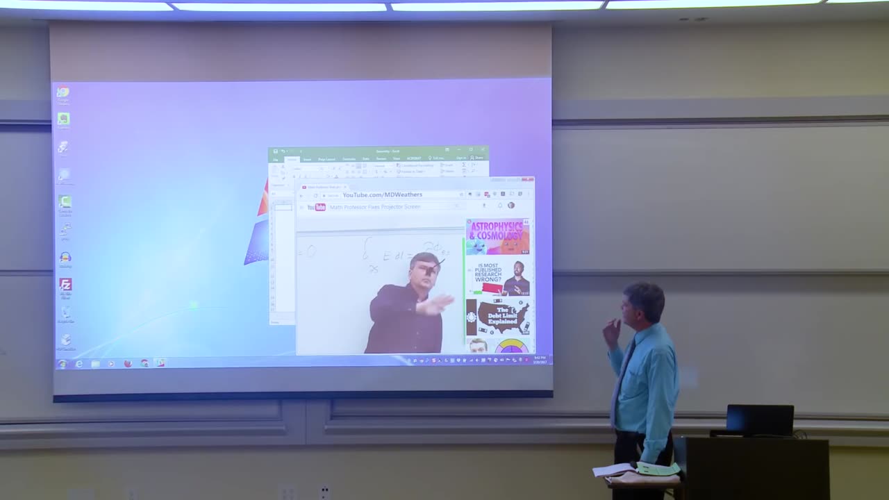 Math Professor Fixes Projector Screen (April Fools Prank)