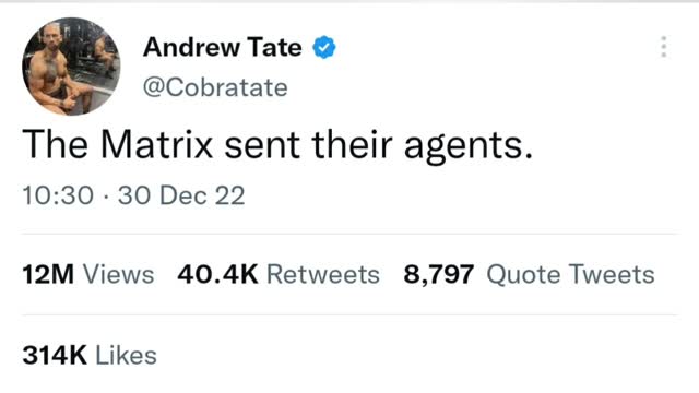 Andrew Tate Released From Romanian Jail Tweets About Matrix