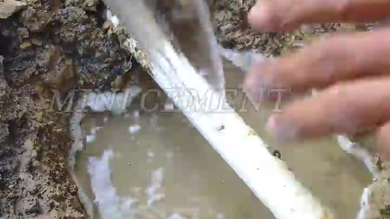 Builders close leaking pipes with an interesting touch