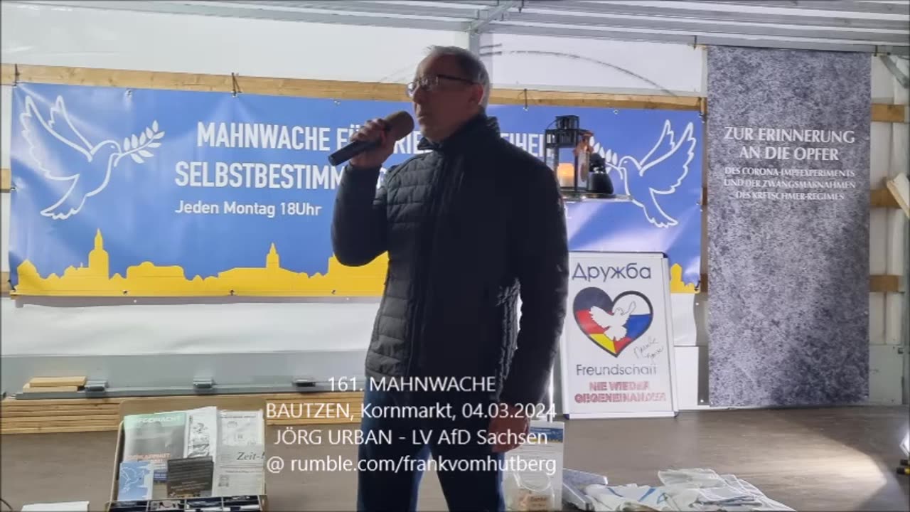 JÖRG URBAN, LV AfD SAchsen - BAUTZEN, Kornmarkt, 04 03 2024, 161. MAHNWACHE 🕊