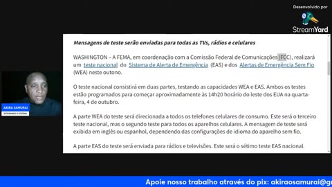 REGISTROS SAMURAI - ZwBfTgKzwdg - FEMA e FCC planejam teste de alerta de emergência em todo o país