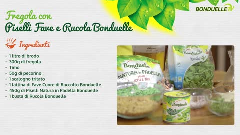 Fregola (sarda) calda con piselli, fave e pecorino con decorazione di rucola - Bonduelle TV