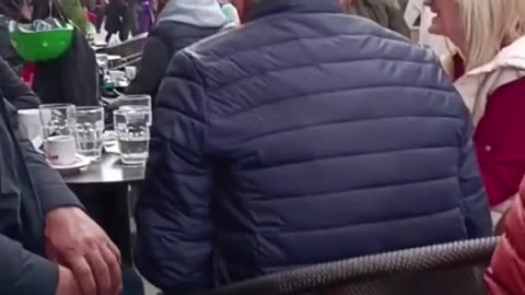 Having coffee in the main street in the city of Bitola