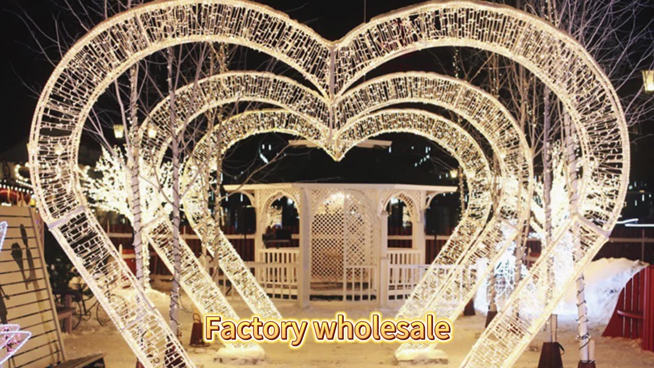 White Heart shape Arch aisle, motif light decoration. #Heart #Lights #LED #motif