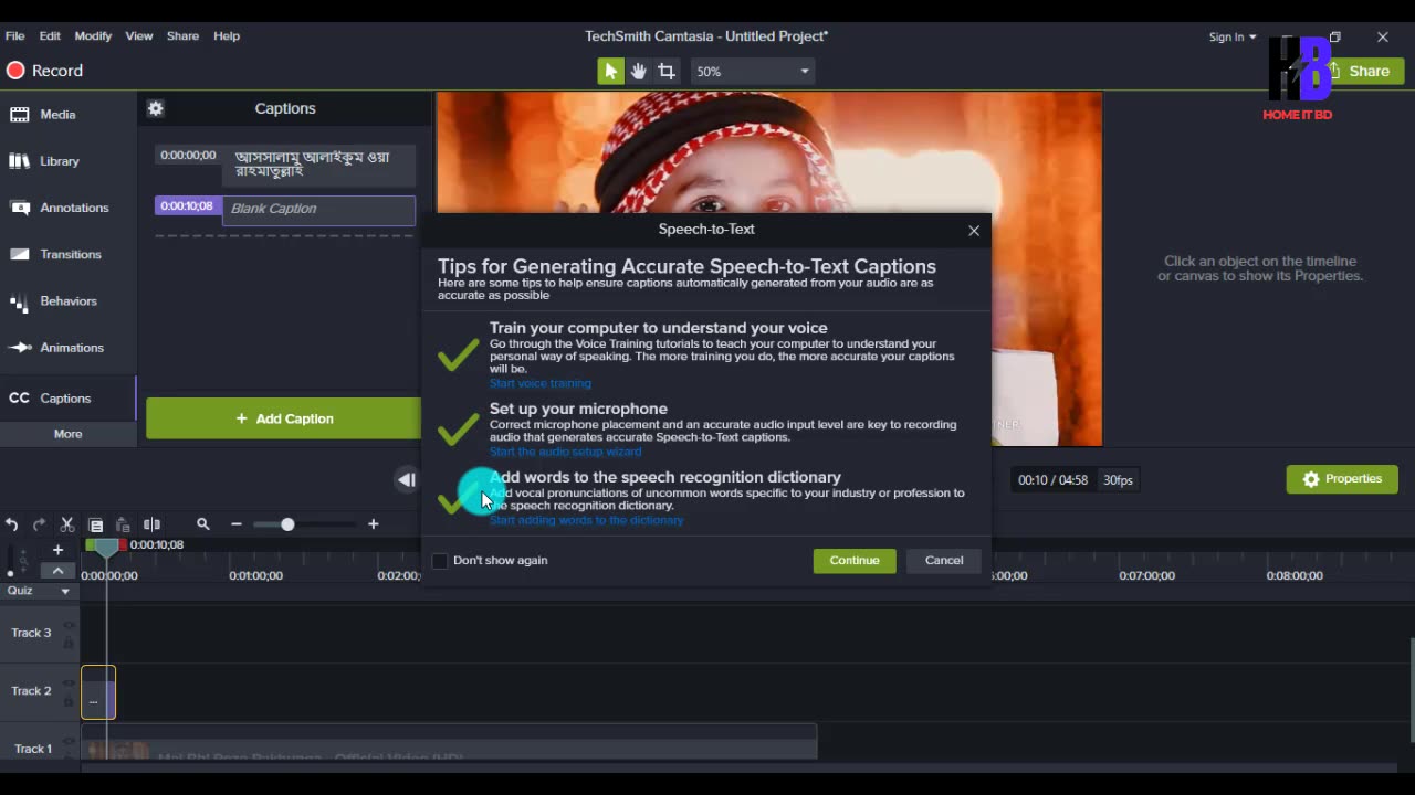 How to Caption Add by camtasia Step by Step in Camtasia Video Editing || Camtasia Part-11
