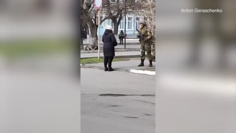 'Why did you come to our country?' Ukrainian woman confronts soldier