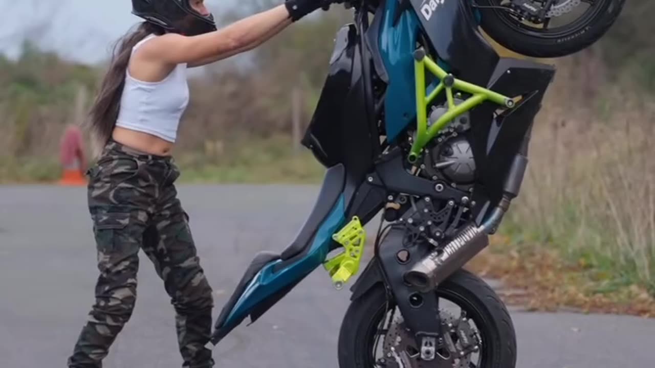 Girl Stunt with Heavy Bike 2025