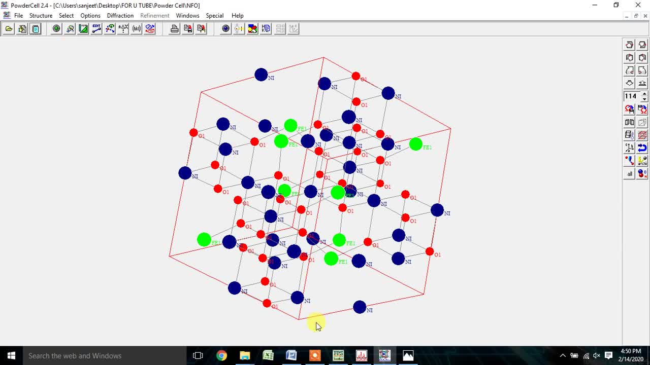 Full Tutorial on Powder Cell Soft. Crystal Structure Bond Length Bond Angle Symmetry S.G XRD pttern