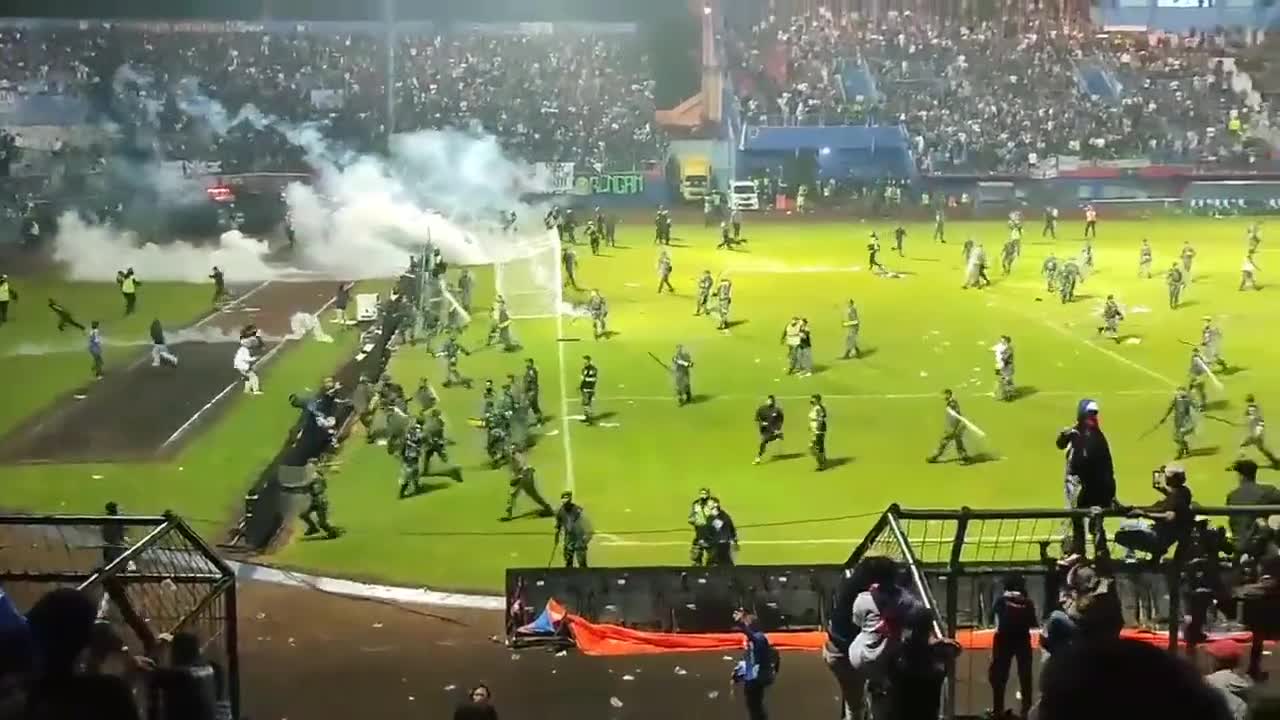 Over 120 people were killed tonight in riots that broke out at a football match in Indonesia