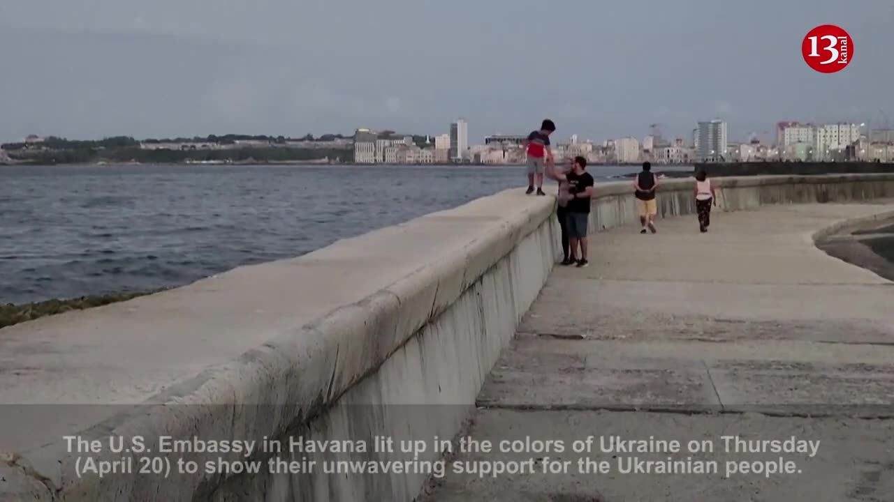 U.S. Embassy in Cuba lights up in Ukraine flag colors during Russian FM visit