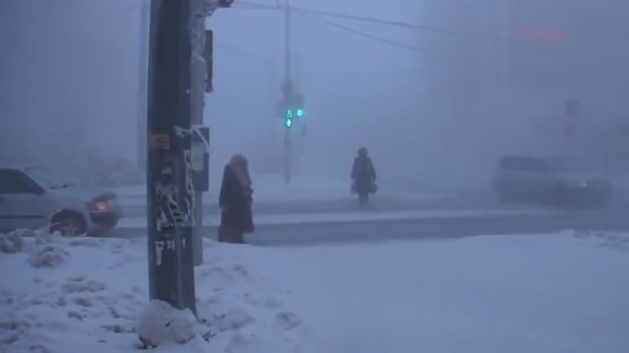 Outside, when the -48 degrees. Yakutsk.