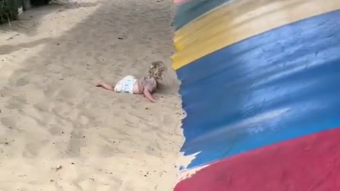 The baby fell down