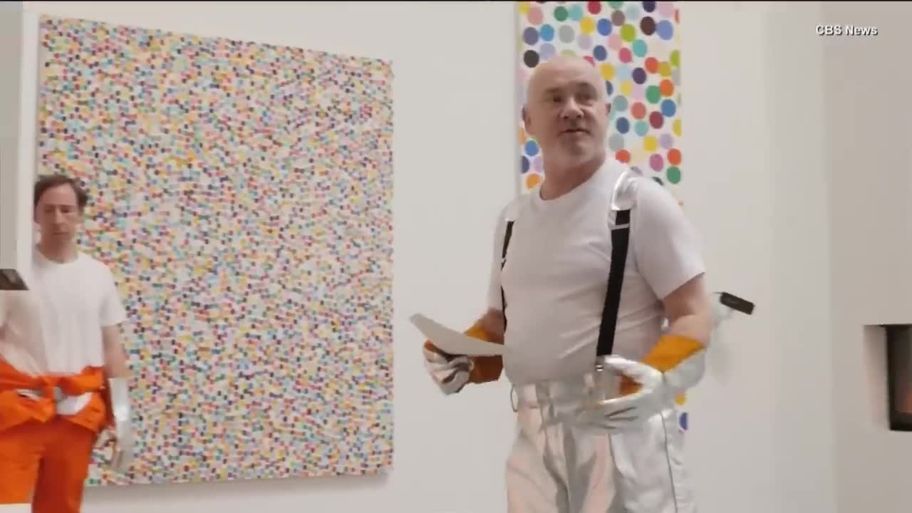 Artist Damien Hirst Burns Paintings When B