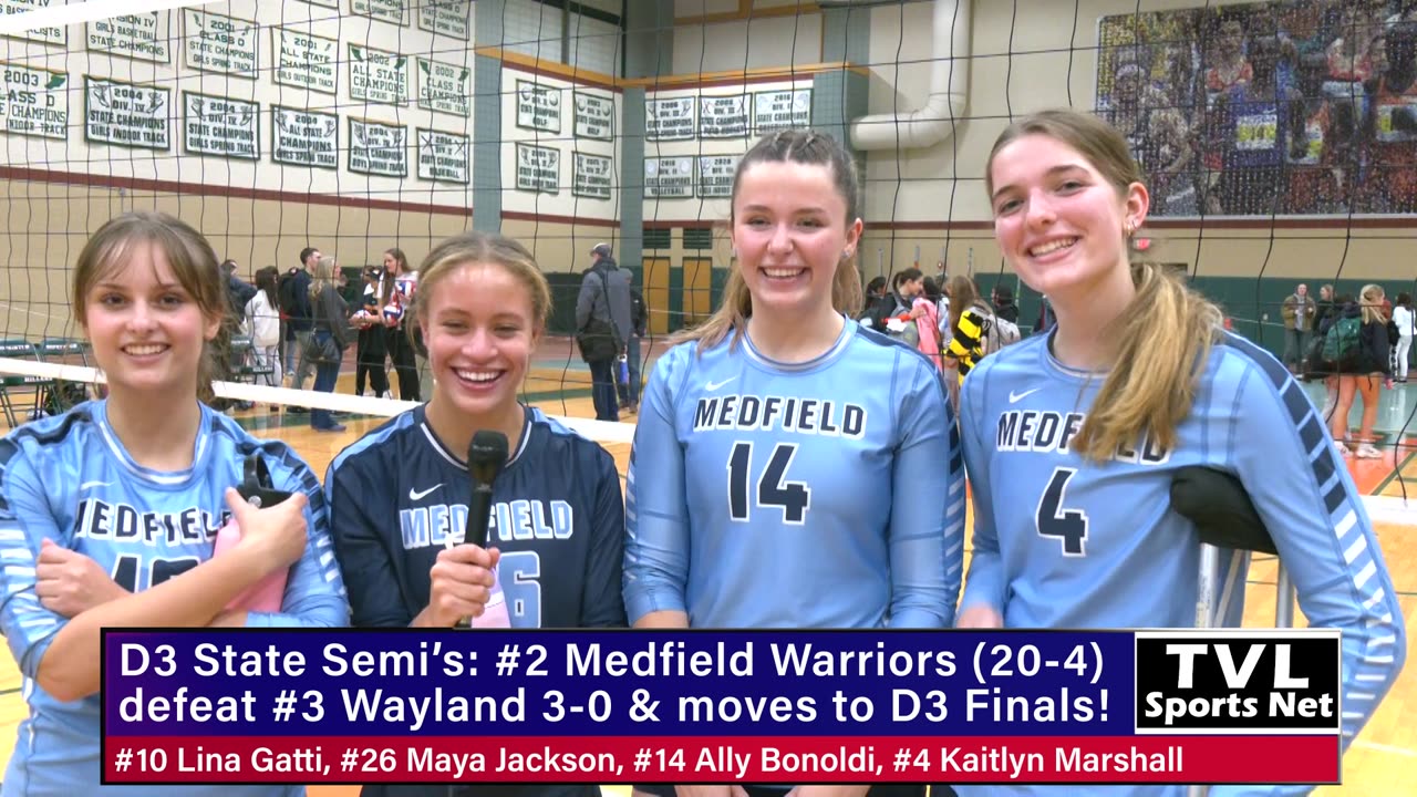 Playoff Highlights: Girls Volleyball D3 State Semi's - #3 Wayland VS #2 Medfield