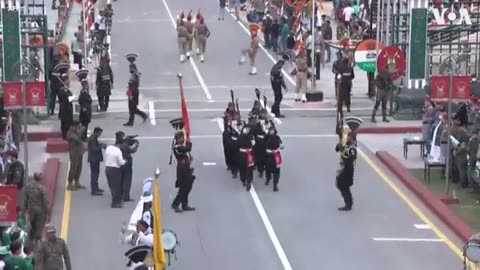 Guards at India-Pakistan Border Perform Independence Day Ceremony