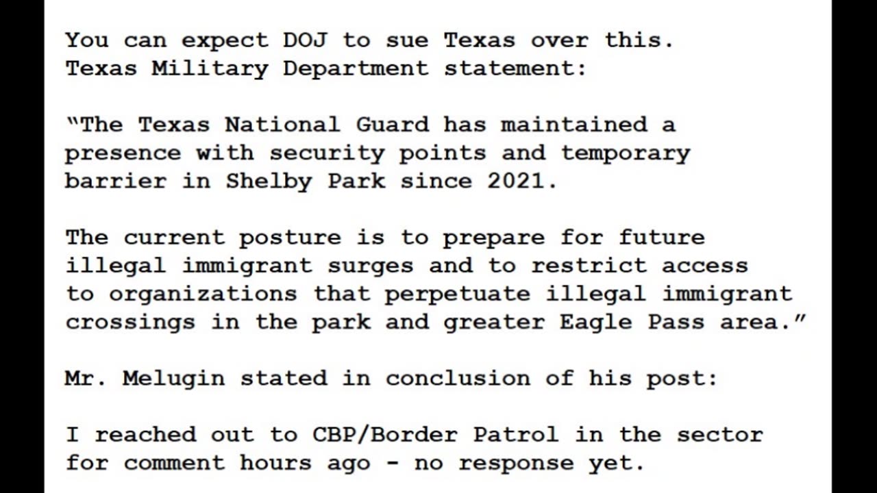 24-0111 - Texas NG Seizes Eagle Pass' Shelby Park Denying Feds Access