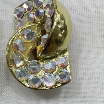 Handmade Unique 1.25” 18KGP Clip On Earrings with Swarovski Crystal AB