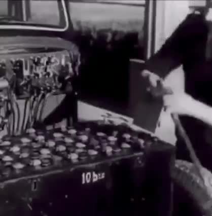 Cars Running on Batteries in the 1940s - Car Batteries Swapping Station