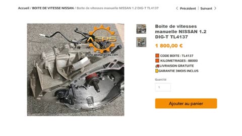 AEPSPIECES.COM - Boite de vitesses manuelle NISSAN 1.2 DIG-T TL4137