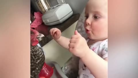 Funny Babies Playing With Animals